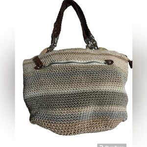 EUC The Sak Woven Crocheted Bucket Tote